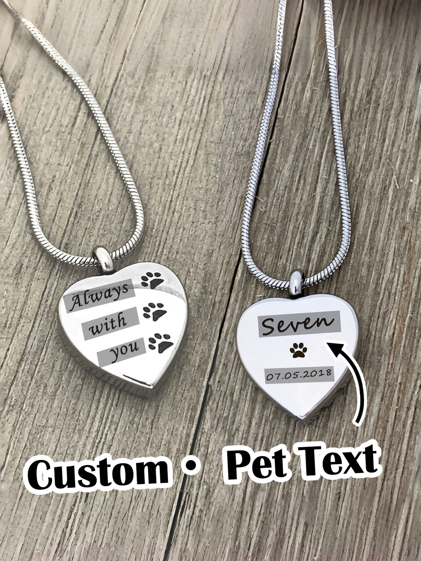 Custom Pet Memorial Heart Necklace